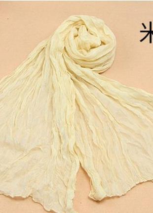 Женский шарфик бежевый - размер шарфа 170*40см, хлопок, полиэстер