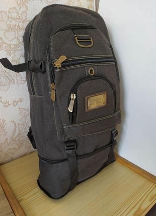 Рюкзак тактический 60 туристический большой трансформер ручная кладь брезентовый серый