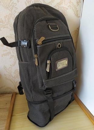 Рюкзак тактический 60 туристический большой трансформер ручная кладь брезентовый серый