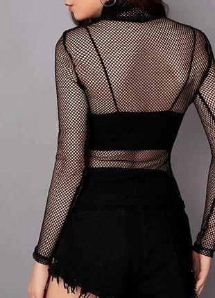 Топ топік гольф гольфік водолазка чорна чорний сітка сітчатий сітчата прозорий прозора