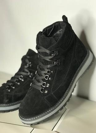 Мужские чёрные замшевые ботинки чоловічі чорні замшеві черевики5 фото