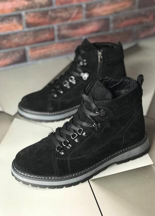 Мужские чёрные замшевые ботинки чоловічі чорні замшеві черевики2 фото