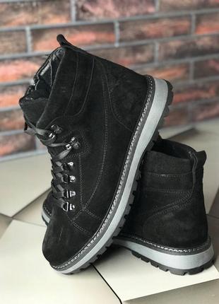 Мужские чёрные замшевые ботинки чоловічі чорні замшеві черевики7 фото