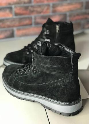 Мужские чёрные замшевые ботинки чоловічі чорні замшеві черевики4 фото