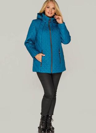 Бирюзовая женская куртка в больших размера3 фото