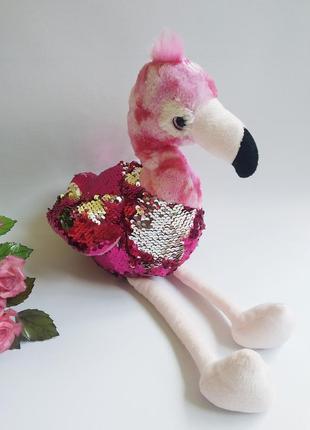 Мягкая игрушка с пайетками розовый фламинго