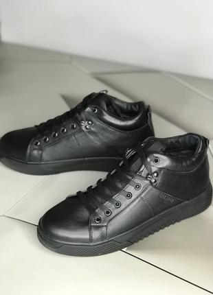 Мужские чёрные кожаные ботинки чоловічі чорні шкіряні черевики3 фото