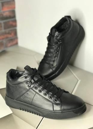 Мужские чёрные кожаные ботинки чоловічі чорні шкіряні черевики5 фото