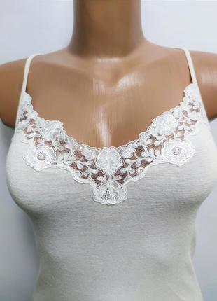 Шерстяная шелковая майка кружево термобелье usanza италия /6833/