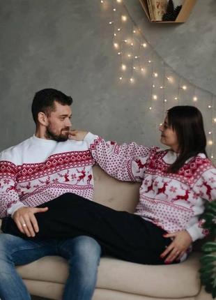 Теплий новорічний светр із оленями family look4 фото