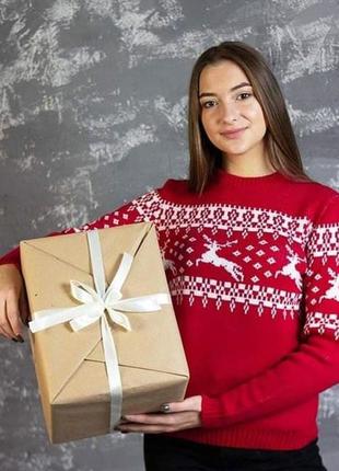 Теплий новорічний светр із оленями family look6 фото