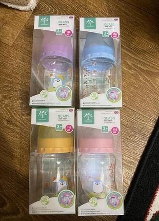 Детская стекленная бутылочка glass для кормления 150 мл