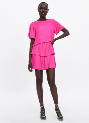 Яскрава ярусна сукня zara/плаття/сарафан
