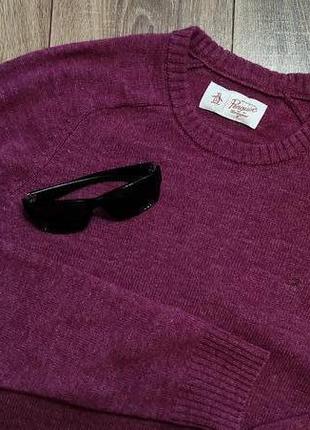 Penguin лаконичный шерстяной свитер бордово-фиолетового цвета2 фото