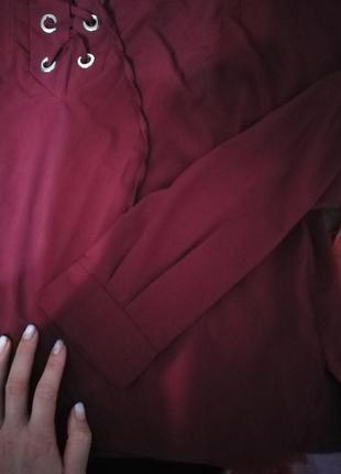 Блузка бордового кольору9 фото