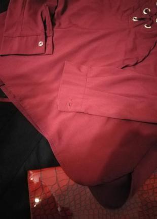 Блузка бордового кольору6 фото