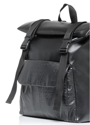 Рюкзак ролл sambag унисекс rolltop milton принт крокодила с клапаном3 фото