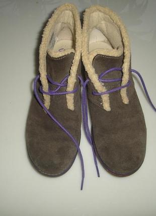 Ботинки, натур замша,  clarks, р 5,5 f (наш 38,5), стелька 25 см