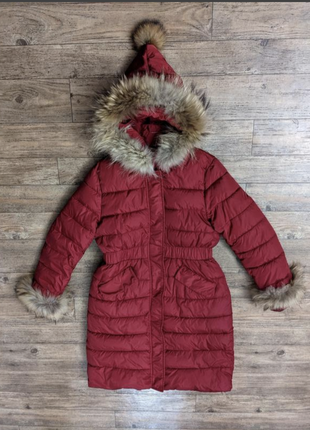 Красивый теплый пуховик с натуральным мехом для девушки холофайбер зимнее пальто4 фото