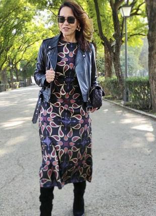 Платье миди zara с принтом разноцветный1 фото