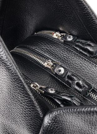 Практичная женская сумка с ручками karya 20879 кожаная черный6 фото