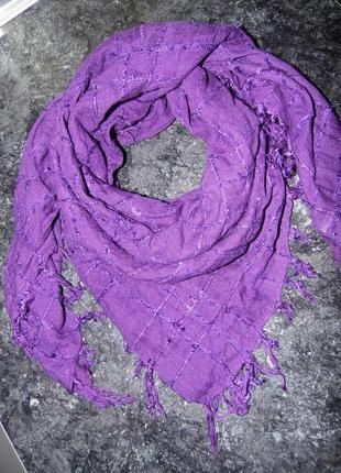 Платок с кисточками фиолетовый - 90х95 см. - segue -италия!!!3 фото