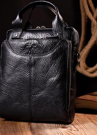 Багатофункціональна чоловіча сумка karya 20900 шкіряна чорний10 фото