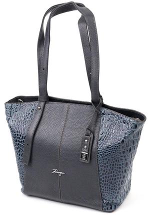 Деловая женская сумка karya 20833 кожаная серый