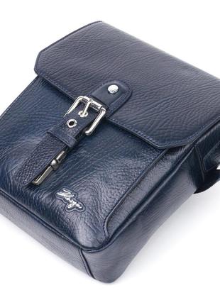 Практичная мужская сумка karya 20840 кожаная синий4 фото