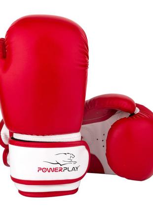 Боксерские перчатки powerplay 3004 jr красно-белие 6 унций