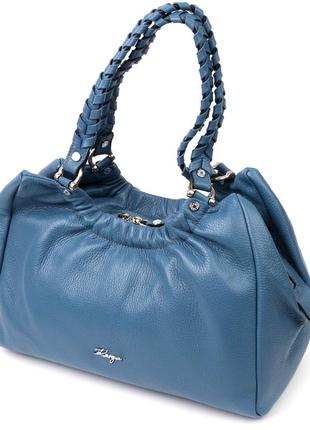 Необычная женская сумка с ручками karya 20842 кожаная синий