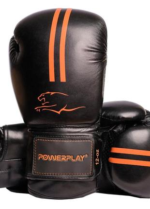 Боксерские перчатки powerplay 3016 черно-оранжевый 12 унций