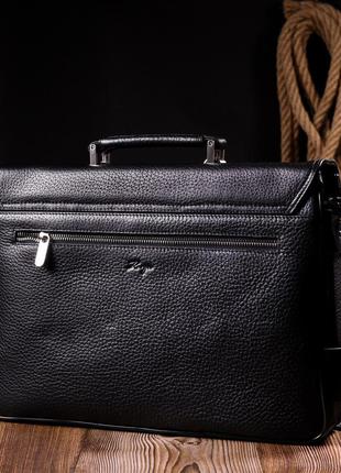 Классический мужской портфель karya 20940 кожаный черный8 фото