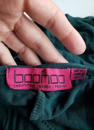 Изумрудное стречевое  платье boohoo3 фото