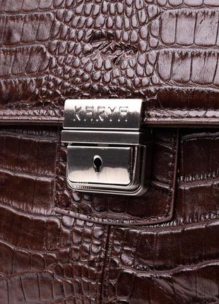 Чоловічий портфель із фактурної шкіри karya 20938 коричневий3 фото