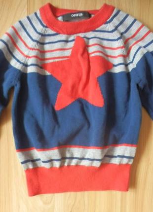 Фирменный свитер george малышу 1-1,5 года состояние нового