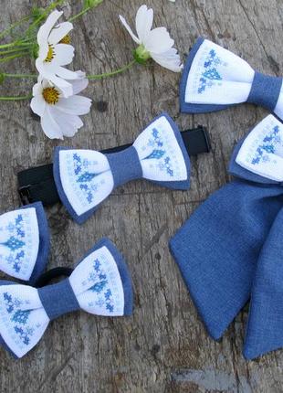 Family look з вишиванок (подарунковий набір) / метелик з вишивкою, бант вишитий