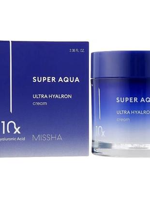 Зволожуючий крем для обличчя missha super aqua ultra hyalron cream, 70 мл