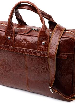 Універсальна чоловіча сумка-портфель на плече karya 20936 шкіряний коричневий1 фото