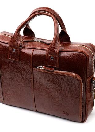 Универсальная мужская сумка-портфель на плечо karya 20936 кожаный коричневый2 фото