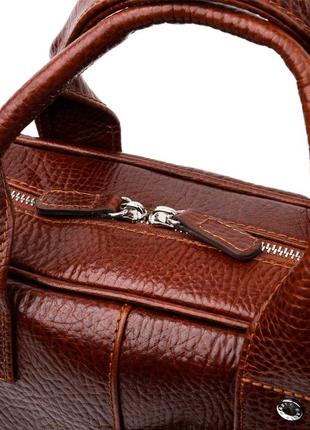 Універсальна чоловіча сумка-портфель на плече karya 20936 шкіряний коричневий7 фото