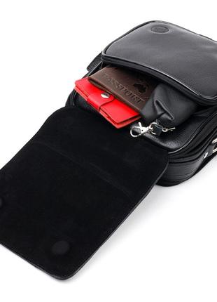 Стильна та практична чоловіча сумка karya 20899 шкіряна чорний6 фото