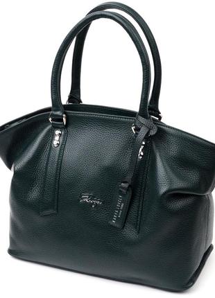 Практичная деловая женская сумка karya 20889 кожаная зеленый1 фото
