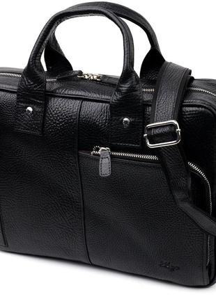 Вместительная сумка-портфель на плечо karya 20971 кожаная черный