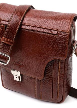 Надежная сумка на плечо karya 20903 кожаная коричневый