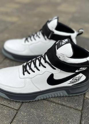 Черевики зимові, thea nike air jordan, новинка, шкіра та шерсть натуральні