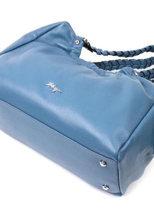 Незвичайна жіноча сумка з ручками karya 20842 шкіряна синій3 фото