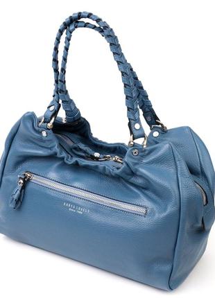 Незвичайна жіноча сумка з ручками karya 20842 шкіряна синій2 фото