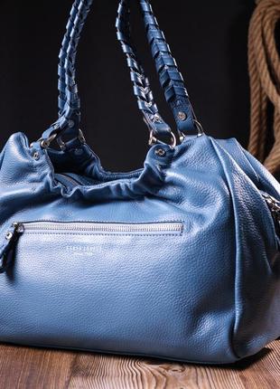 Незвичайна жіноча сумка з ручками karya 20842 шкіряна синій8 фото