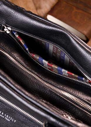 Практична жіноча сумка з ручками karya 20890 шкіряна чорний10 фото